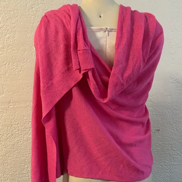 Talbots Bright Pink linen blend Knitwear cover up / top  M L - Picture 4 of 11